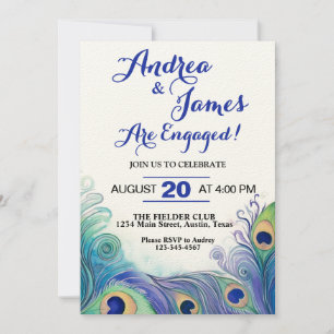 Invitation Pastel Green et Peacock Feathers Engagement Party