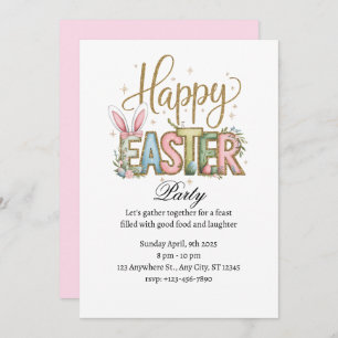 Invitation Pastel Happy Fête de Pâques