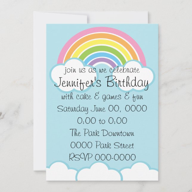 Invitation Pastel Happy Little Rainbow (Devant)
