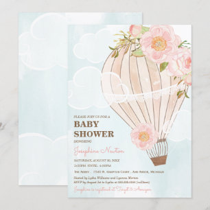Invitation Pastel Hot Air Balloon Girl Baby shower