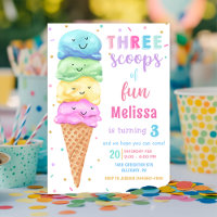 Pastel Ice Cream Trois Scoops de Fun Anniversaire