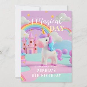 Invitation Pastel Imaginaire Unicorn Anniversaire