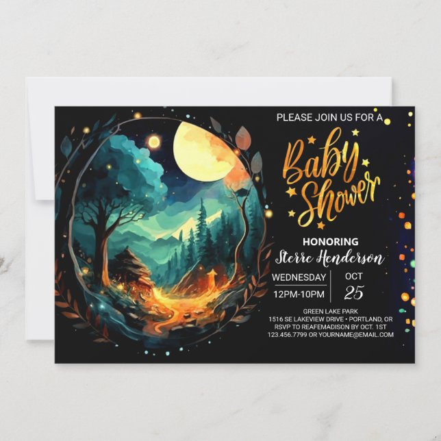 Invitation Pastel Into the Woods Boho Baby shower (Devant)