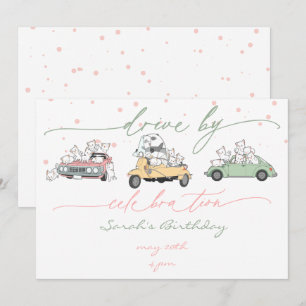 Invitation Pastel Kawaii Chats Surprise Parade de célébration