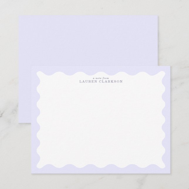 Invitation Pastel Lavender Wavy Frame Note Card (Devant / Derrière)