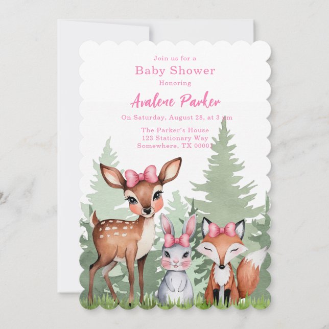 Invitation Pastel Meadow Compagnons : Oh Baby Girl Douche (Devant)