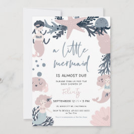 Invitation Pastel Mermaid sous le Baby shower marin