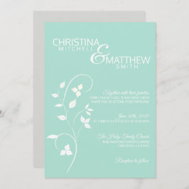 Invitation Pastel Mint Green & Light Grey Vine Mariage