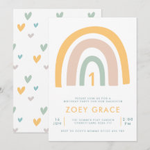 Pastel moderne Rainbow Girl's premier anniversaire