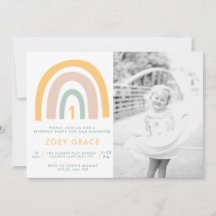 Pastel moderne Rainbow Photo Girl's First Birthday