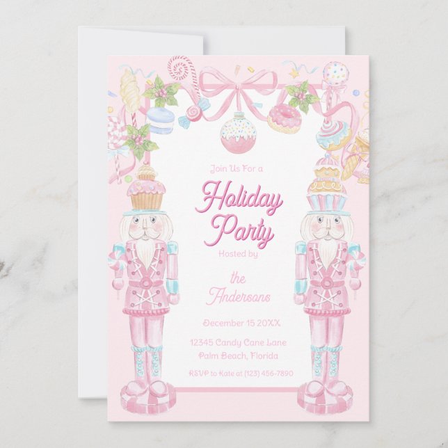 Invitation Pastel Nutcracker Sweet Holiday Treats Party (Devant)