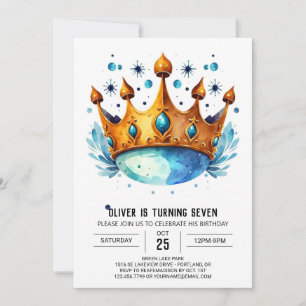 Invitation Pastel Online Prince Crown Anniversaire
