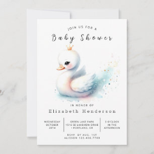 Invitation Pastel Online Swan Baby shower