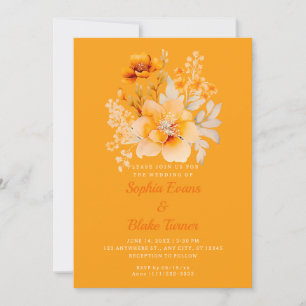 Invitation Pastel Orange Floral Bouquet Fall Orange Mariage