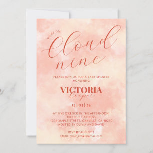 Invitation Pastel Peach Color Cloud Neuf Baby shower