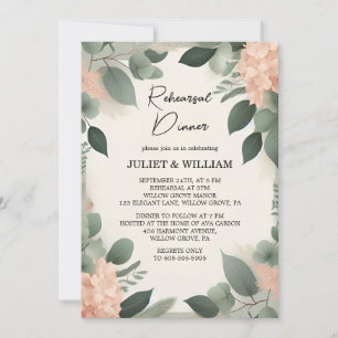 Invitation pastel Peach Mint Moss Sage Green Rehearer Dîner