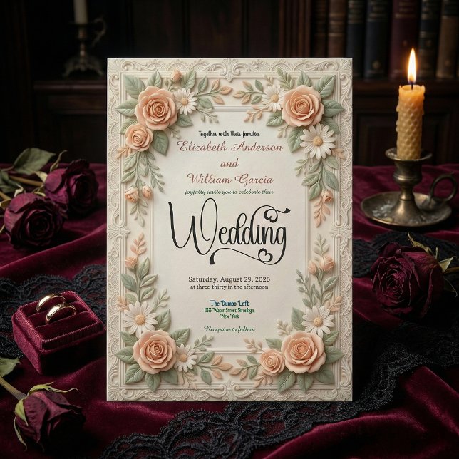 Invitation Pastel Peach & Sage Green Floral Garden Wedding (Créateur téléchargé)