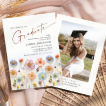 Pastel Pink Boho Fleur sauvage de la fête de gradu