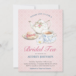 Invitation Pastel Pink Elegant Fête des mariées Classé High T