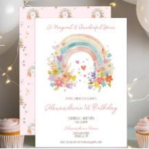 Pastel Pink Rainbow Floral 1er anniversaire