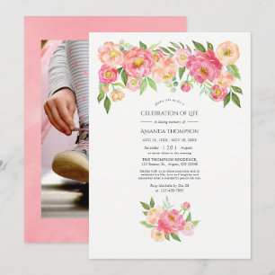 Invitation Pastel Pink Watercolor Peonies Célébration de la v
