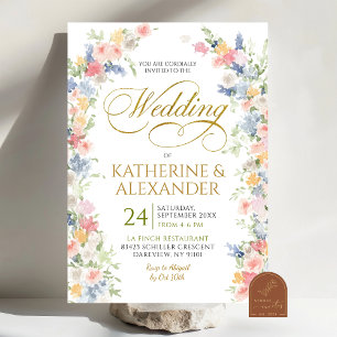 Invitation Pastel Printemps Floral Mariage Enregistrer La Dat