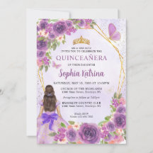 Pastel Purple Gold Floral Princess Quinceañera