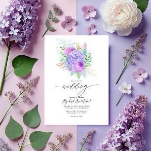 Invitation Pastel Purple & Green Floral Printemps photo