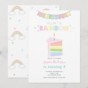 Invitation Pastel Rainbow Anniversaire de enfant Party