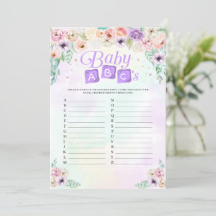 Invitation Pastel Rainbow Baby shower Baby ABC's Game Card