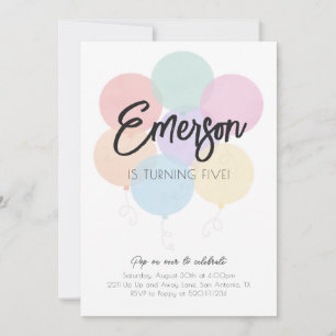 Invitation Pastel Rainbow Balloons Anniversaire Fête Invitati