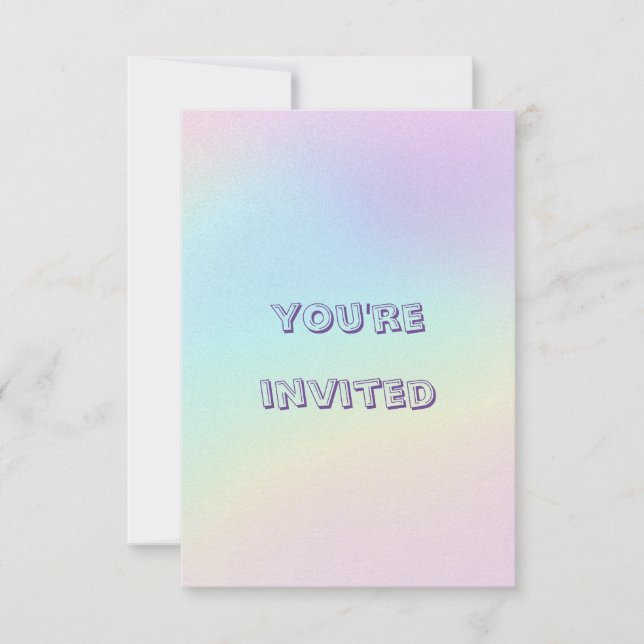 Invitation Pastel Rainbow fête d'anniversaire esthétique (Devant)