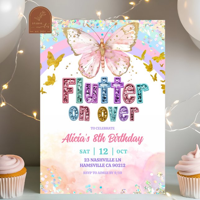 Invitation Pastel Rainbow Magical Butterfly Birthday (Créateur téléchargé)