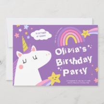 Pastel Rainbow Unicorn Anniversaire Fête Invitatio