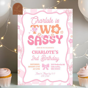 Invitation Pastel Retro Rainbow Two Sassy 2e anniversaire