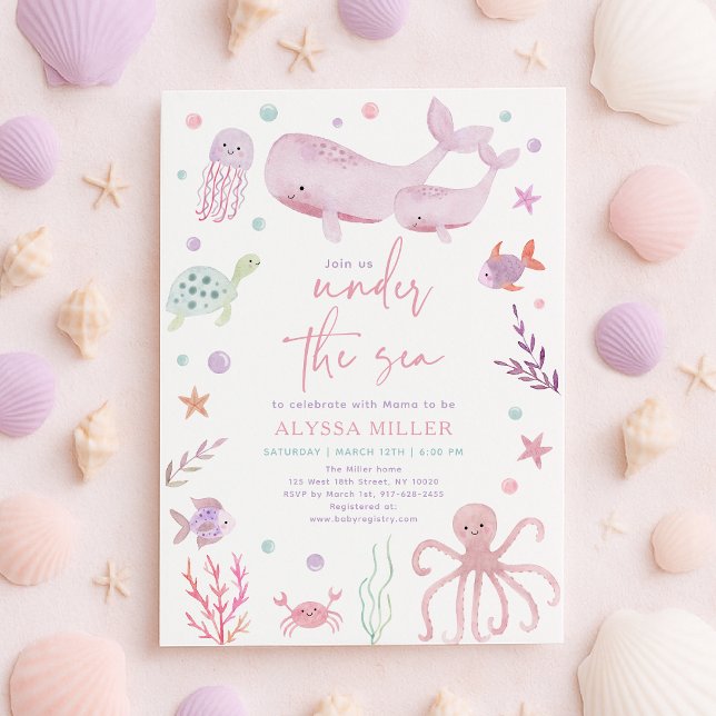 Invitation Pastel rose sous le Baby shower des Filles de la M (Créateur téléchargé)