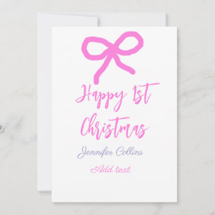 Invitation Pastel rose violet heureux 1er Noël bow name da