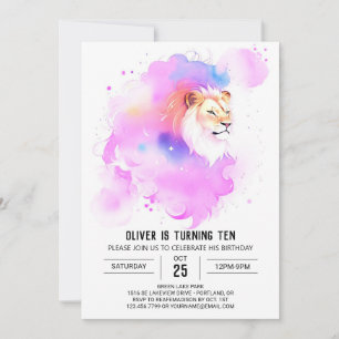 Invitation Pastel Safari Lion Anniversaire