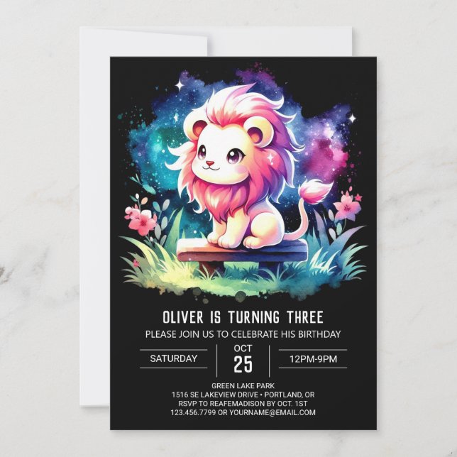 Invitation Pastel Safari Lion Anniversaire (Devant)