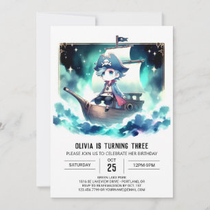 Invitation Pastel Simple Pirate Anniversaire