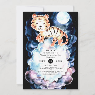 Invitation Pastel Simple Tiger Anniversaire