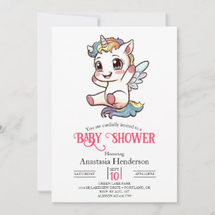 Invitation Pastel Simple Unicorn Douche bébé