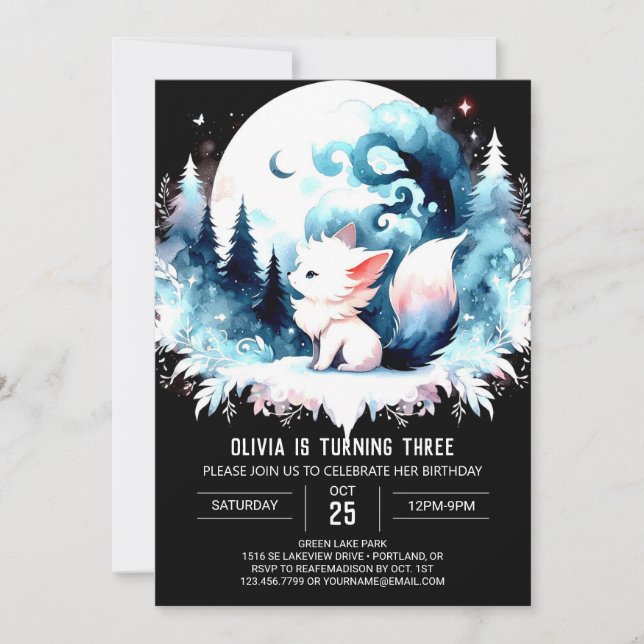 Invitation Pastel Simple Wolf Anniversaire (Devant)