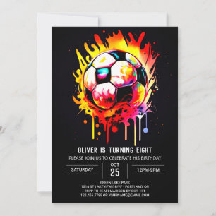 Invitation Pastel Sports Aquarelle Football Anniversaire