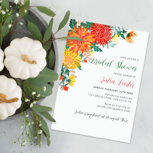 Invitation Pastel Spring Dahlia Floral Wreath Fête des mariée