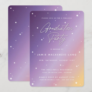 Invitation Pastel Sunset Script et Stars Graduation Party
