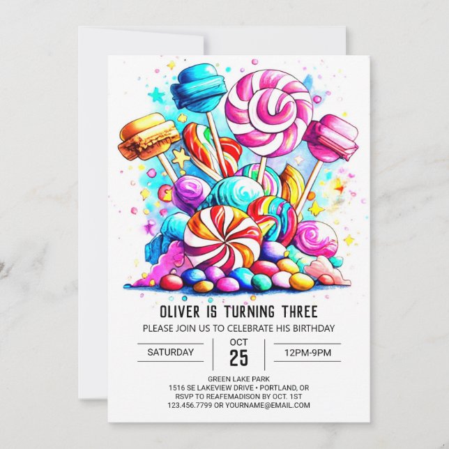 Invitation Pastel Sweet Chocolate Anniversaire (Devant)