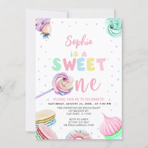 Invitation Pastel Sweets Donut & Candy Premier anniversaire