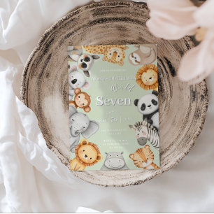 Invitation Pastel Tropical Wild Jungle Safari Animaux