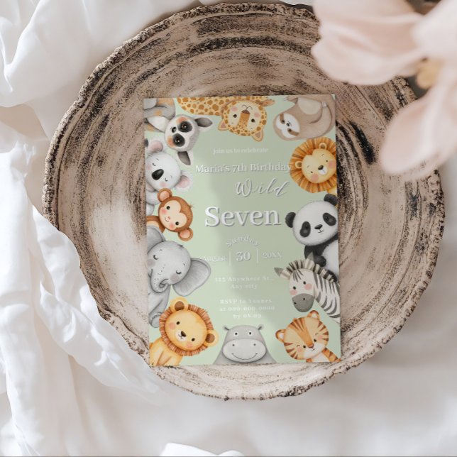 Invitation Pastel Tropical Wild Jungle Safari Animaux (Créateur téléchargé)